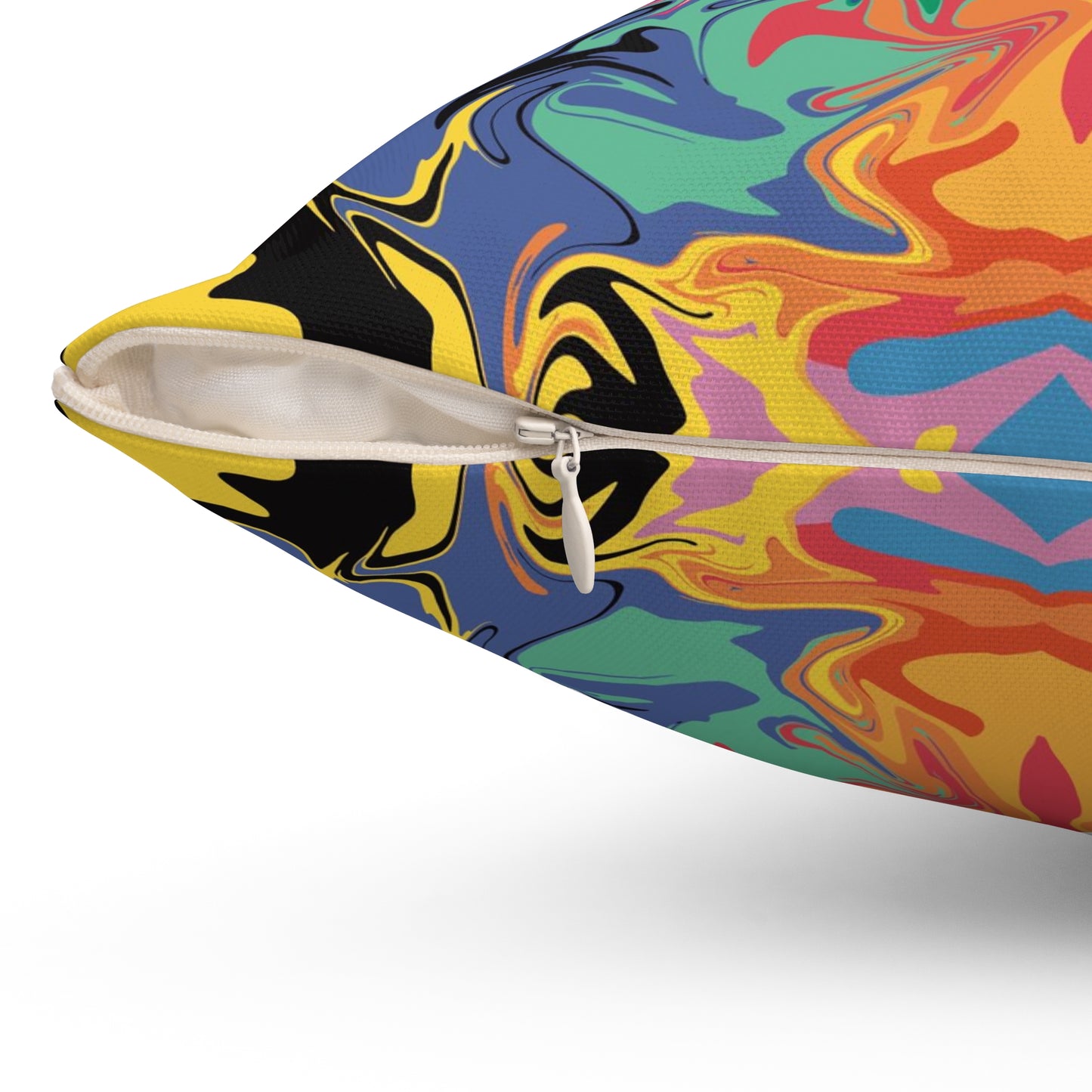 Psychedelic Kaleidoscope Marble Spun Polyester Square Pillow