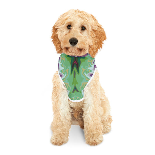 Kaleidoscope Pet Hoodie — Abstract Green & Purple Tie-Dye Print Hooded Dog Coat