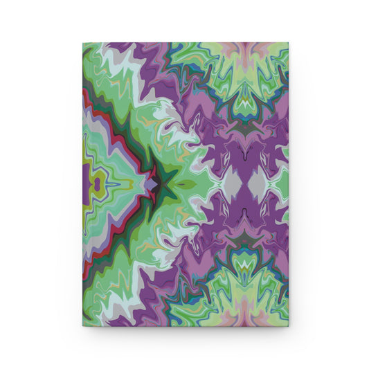 Kaleidoscope Floral Hardcover Journal — Purple & Green Abstract Notebook