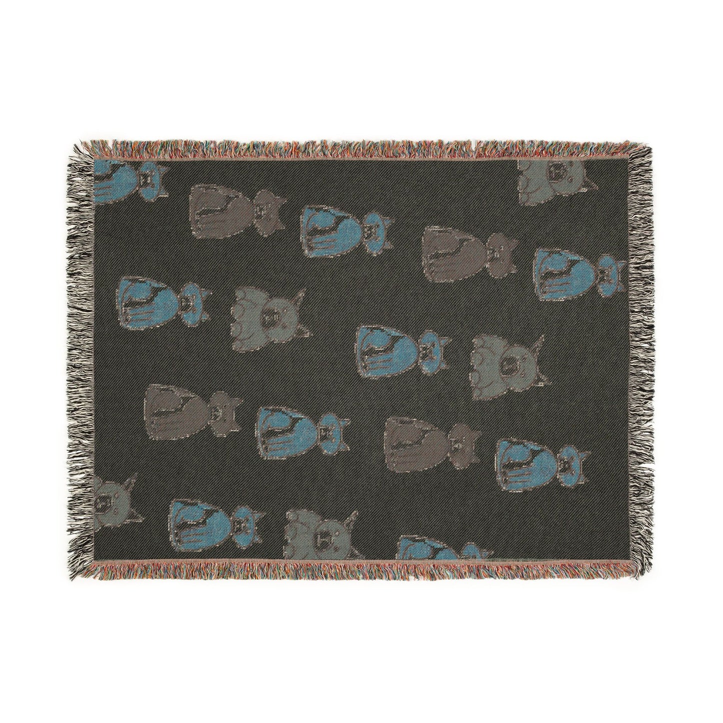 Cozy Cat Pattern Woven Blanket — Repeating Kitten Throw for Living Room & Gifts