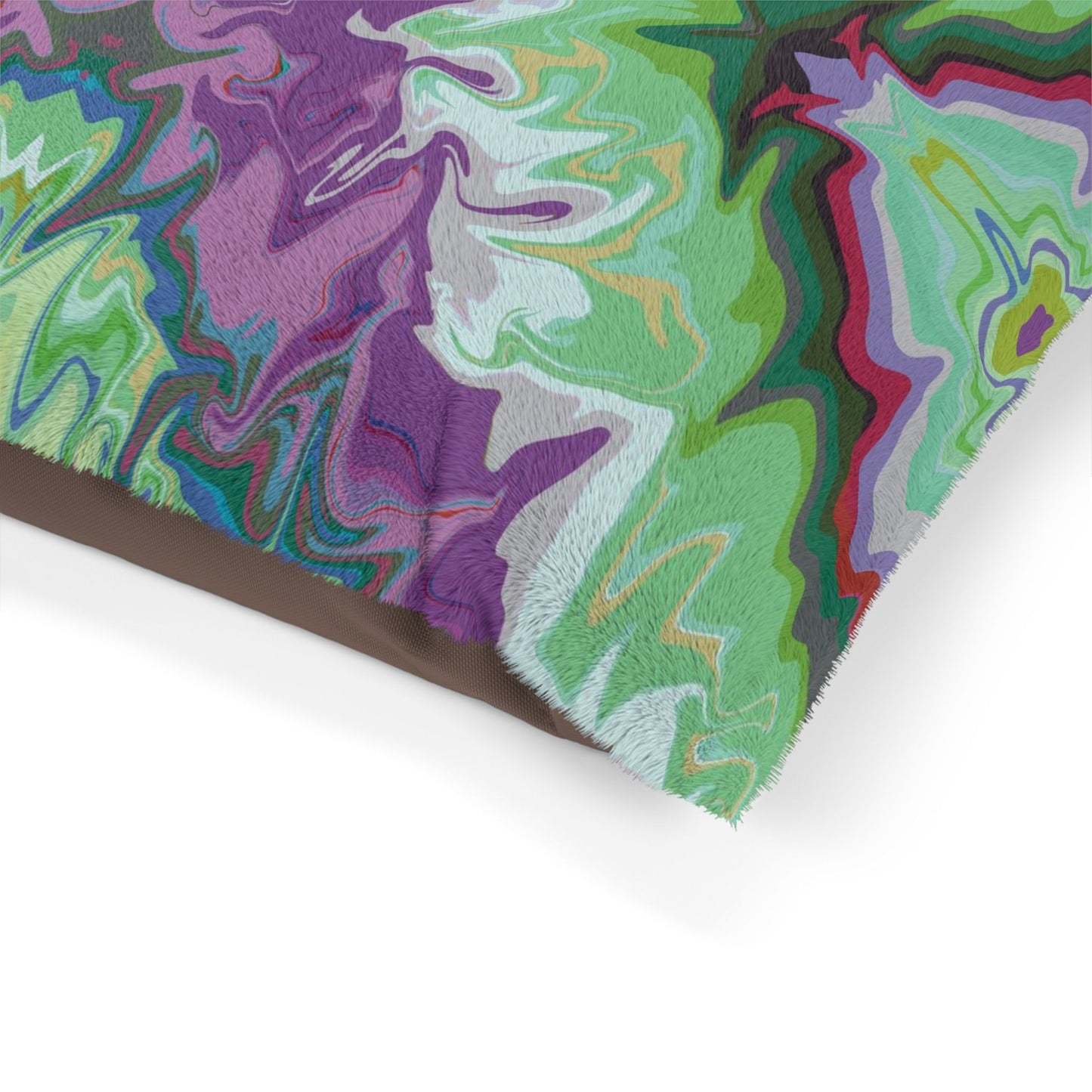 Kaleidoscope Pet Bed — Purple & Green Abstract Pattern