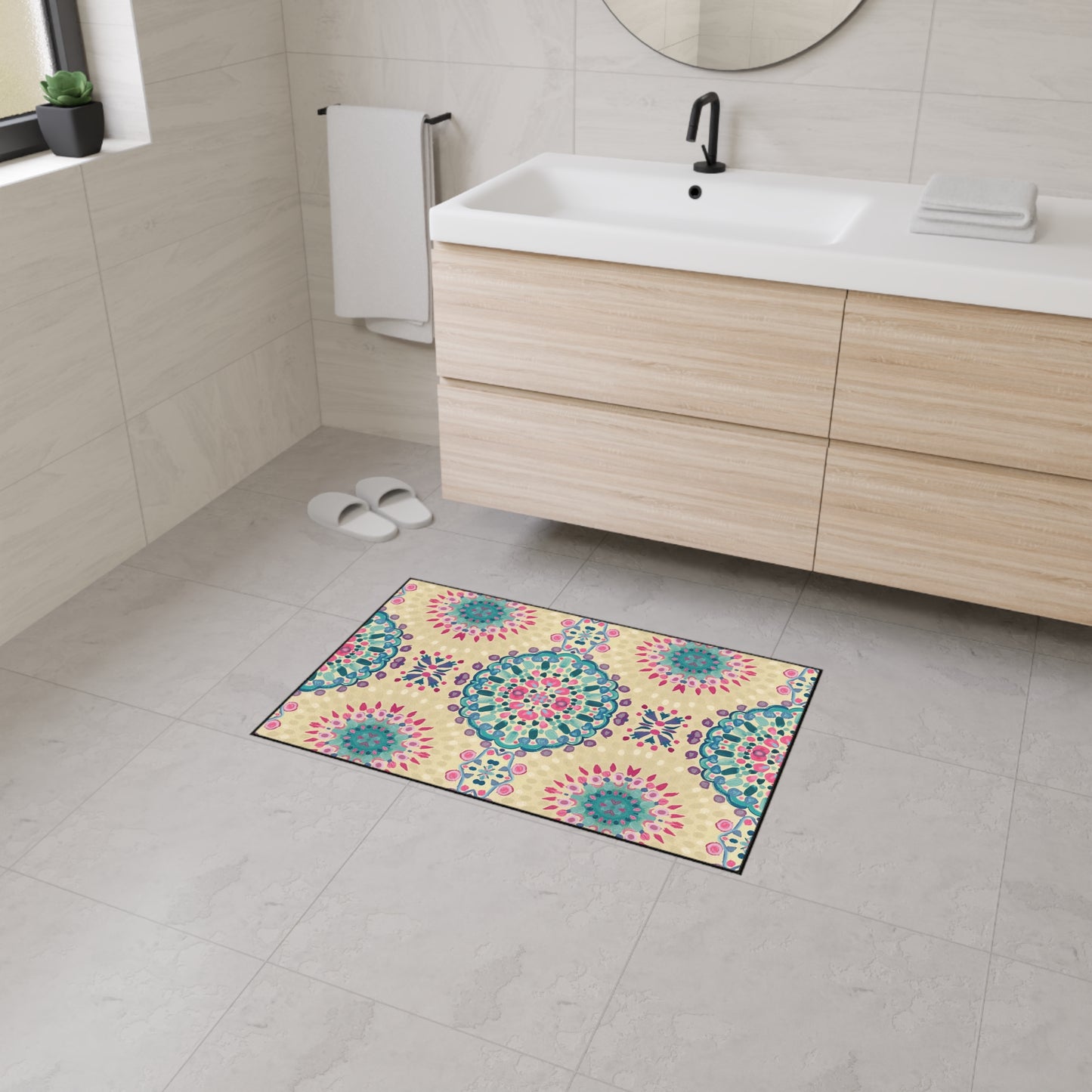 Boho Mandala Heavy-Duty Floor Mat — Indoor Decorative Entry Rug