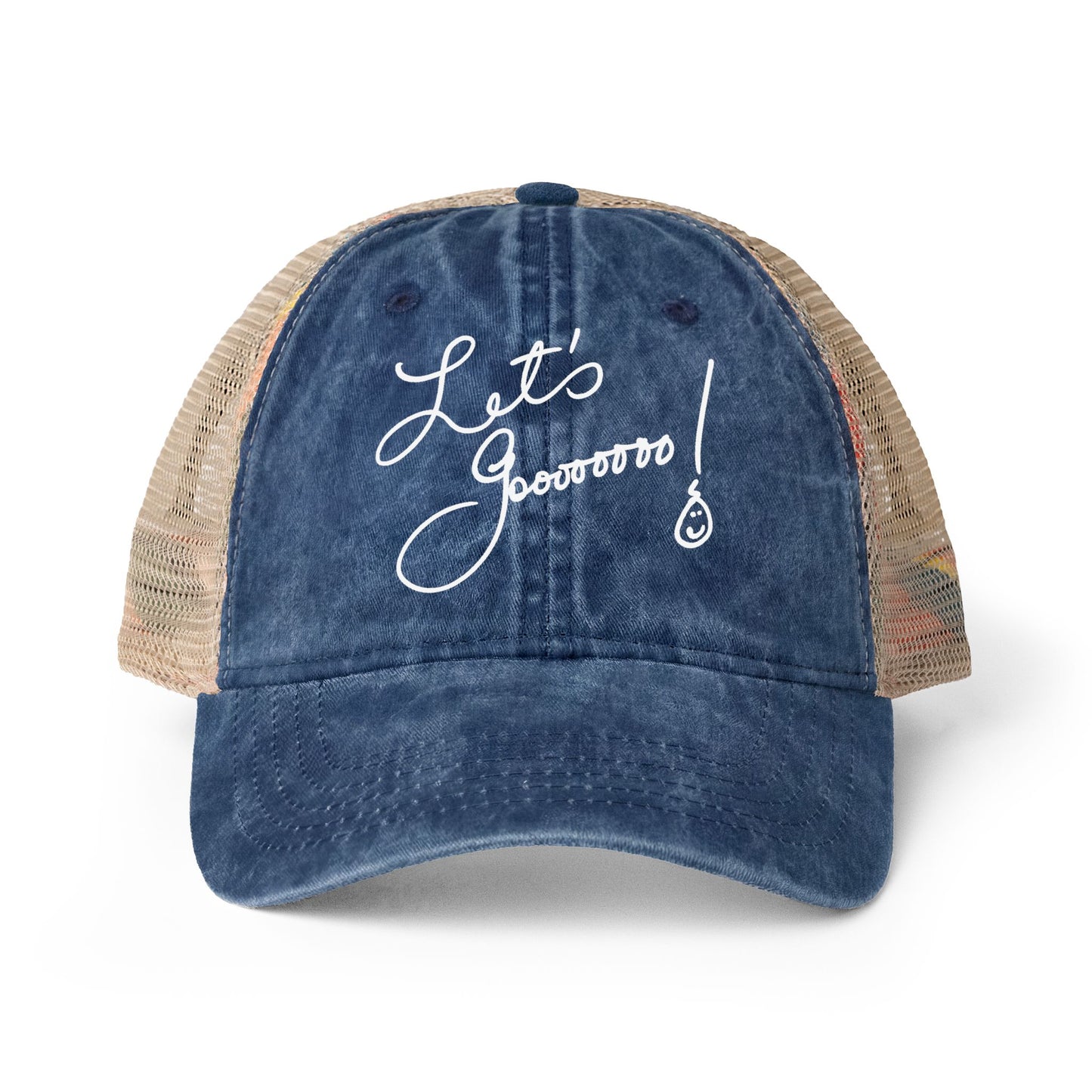 Let’s Go!! Women's Washed Print and Embroidered Mesh-Back Cap