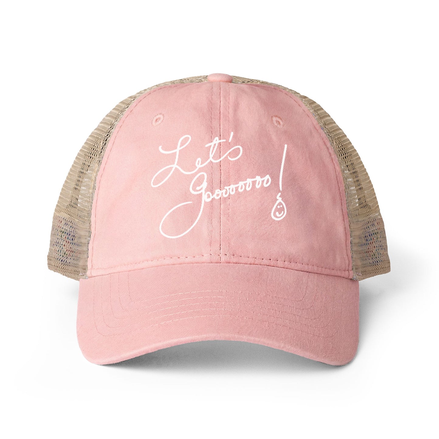 Let’s Go!! Women's Washed Print and Embroidered Mesh-Back Cap