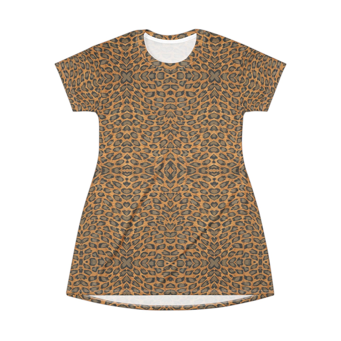 Leopard Print T-Shirt Dress - All-Over Animal Print Casual Dress
