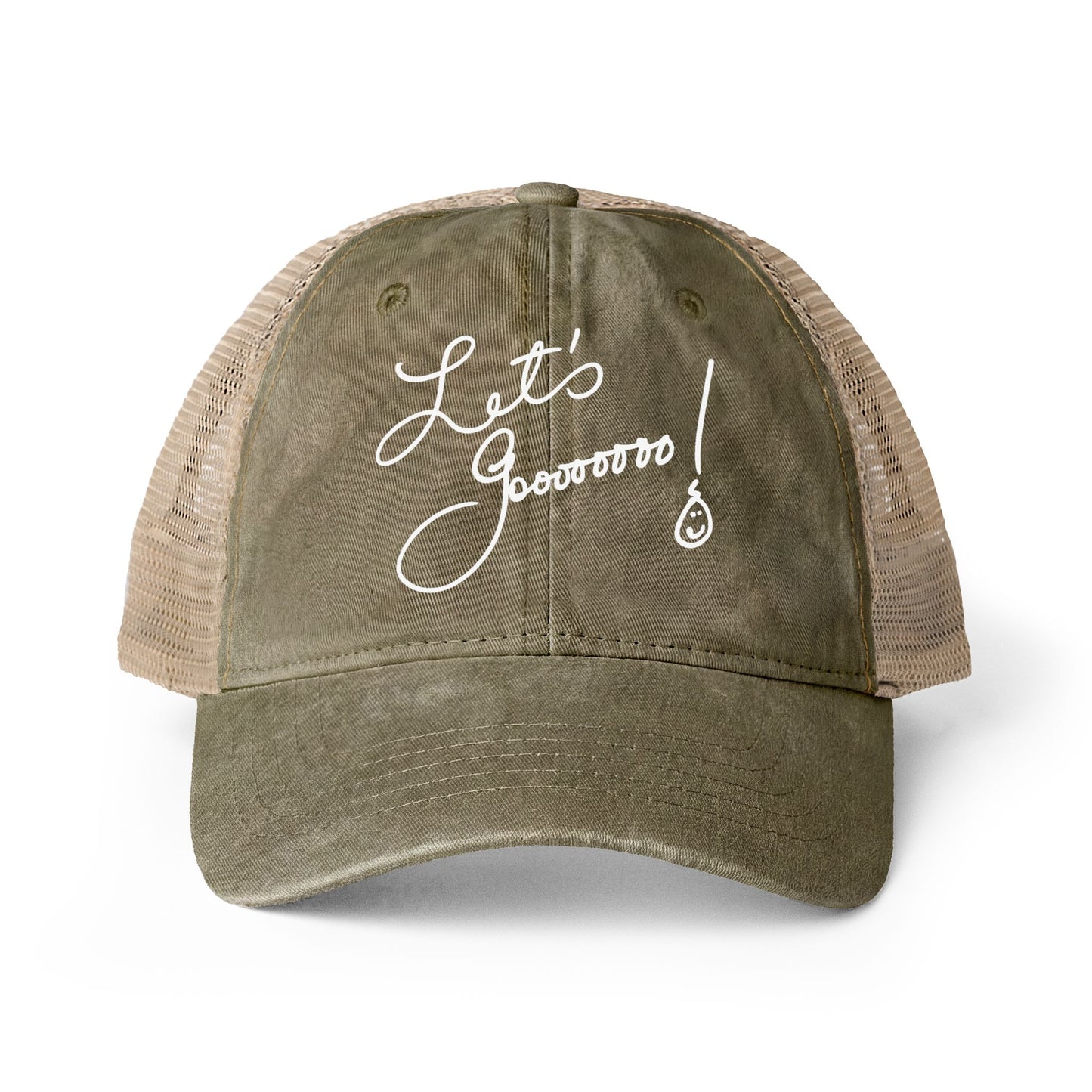 Let’s Go!! Women's Washed Print and Embroidered Mesh-Back Cap