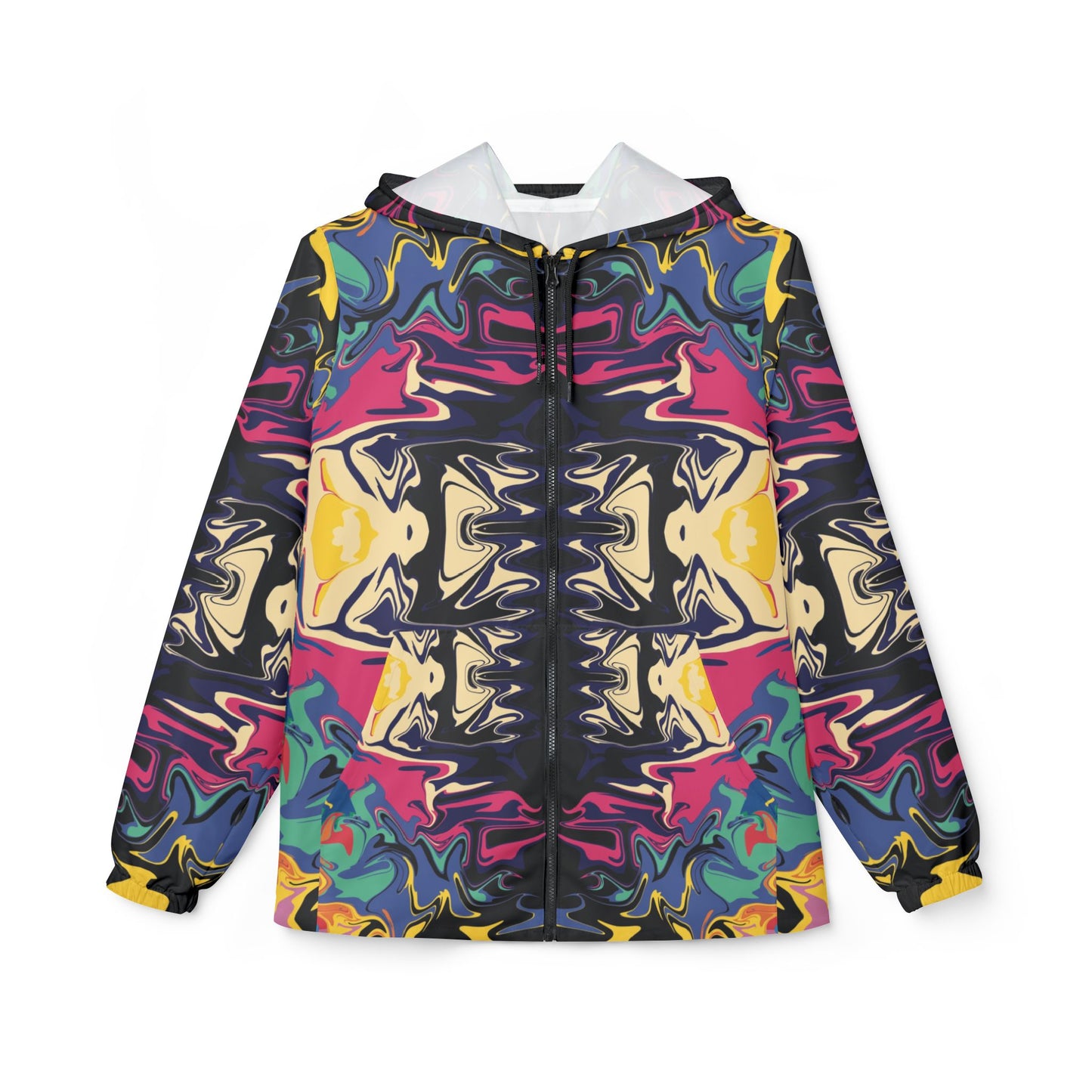 Psychedelic Kaleidoscope Windbreaker Jacket — All-Over Print Bold Abstract Pattern
