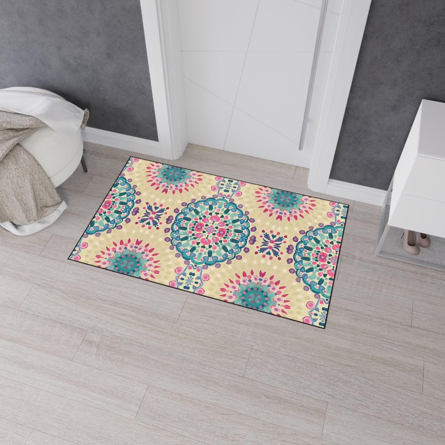 Boho Mandala Heavy-Duty Floor Mat — Indoor Decorative Entry Rug