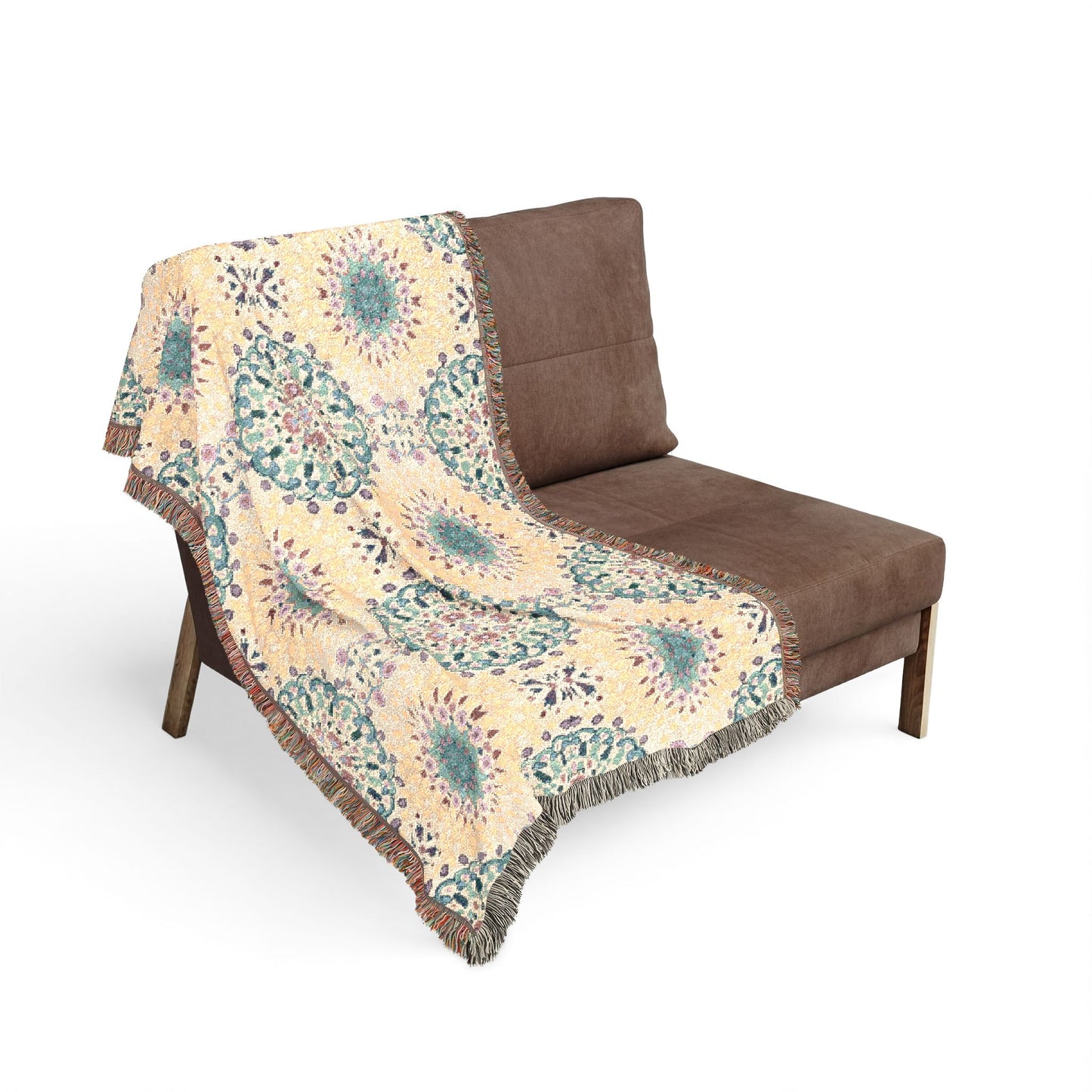 Woven Blanket — Boho Medallion Throw Blanket (Reversible Geo Pattern)