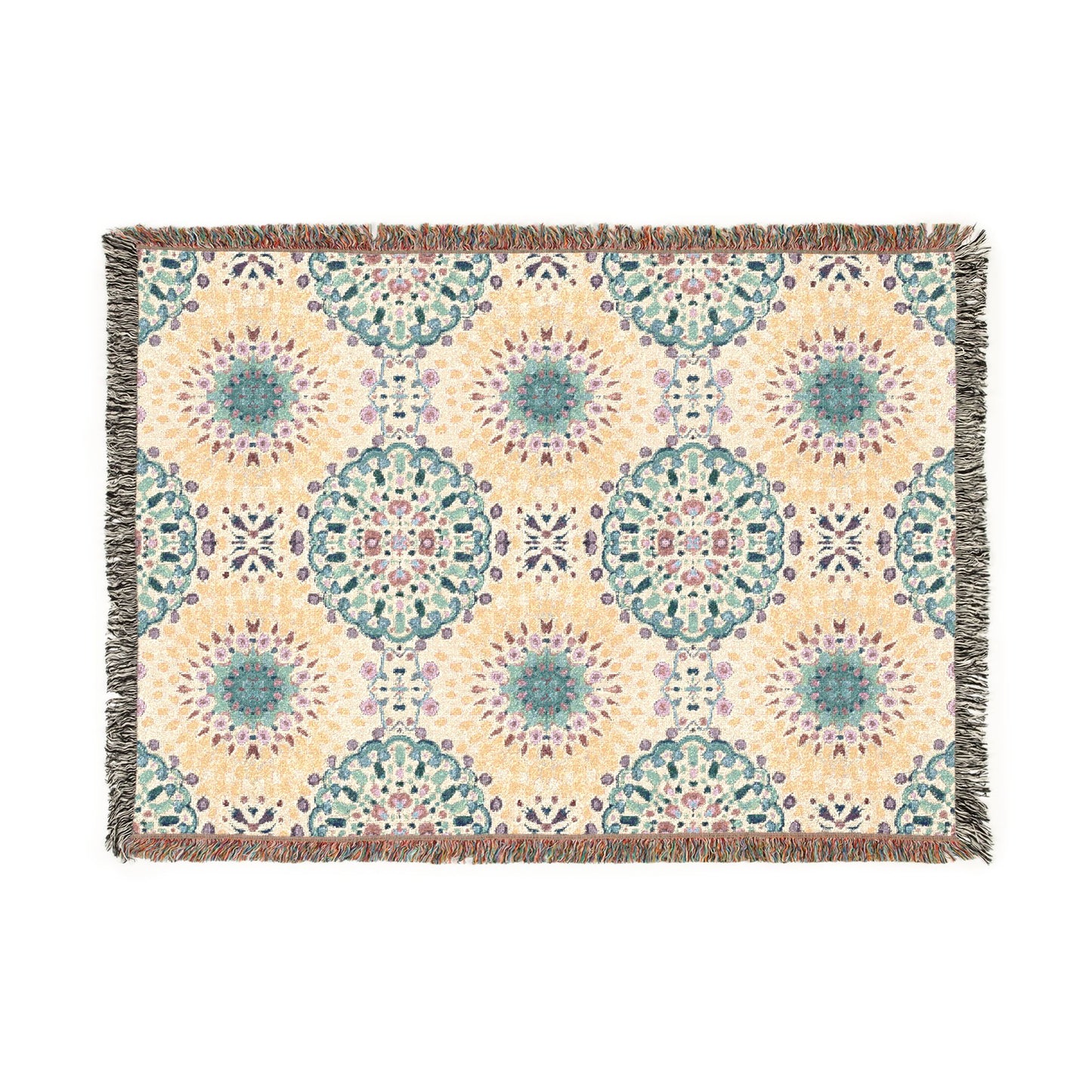 Woven Blanket — Boho Medallion Throw Blanket (Reversible Geo Pattern)