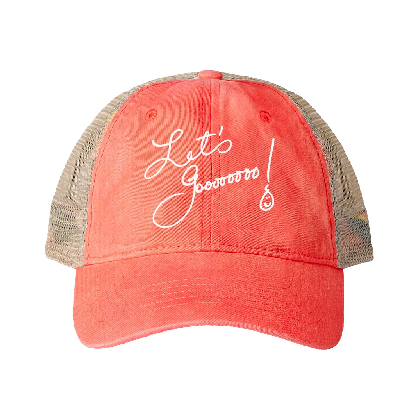 Let’s Go!! Women's Washed Print and Embroidered Mesh-Back Cap
