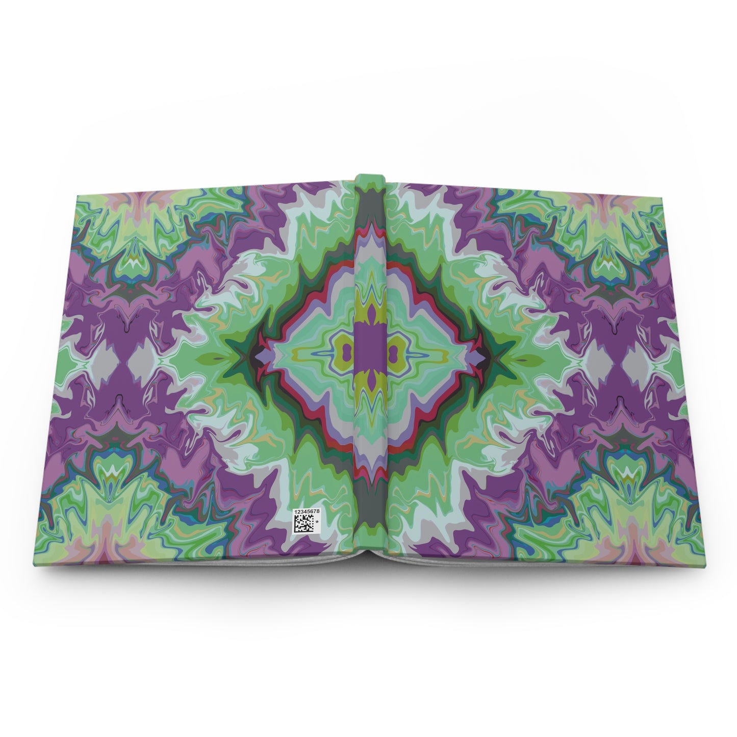 Kaleidoscope Floral Hardcover Journal — Purple & Green Abstract Notebook
