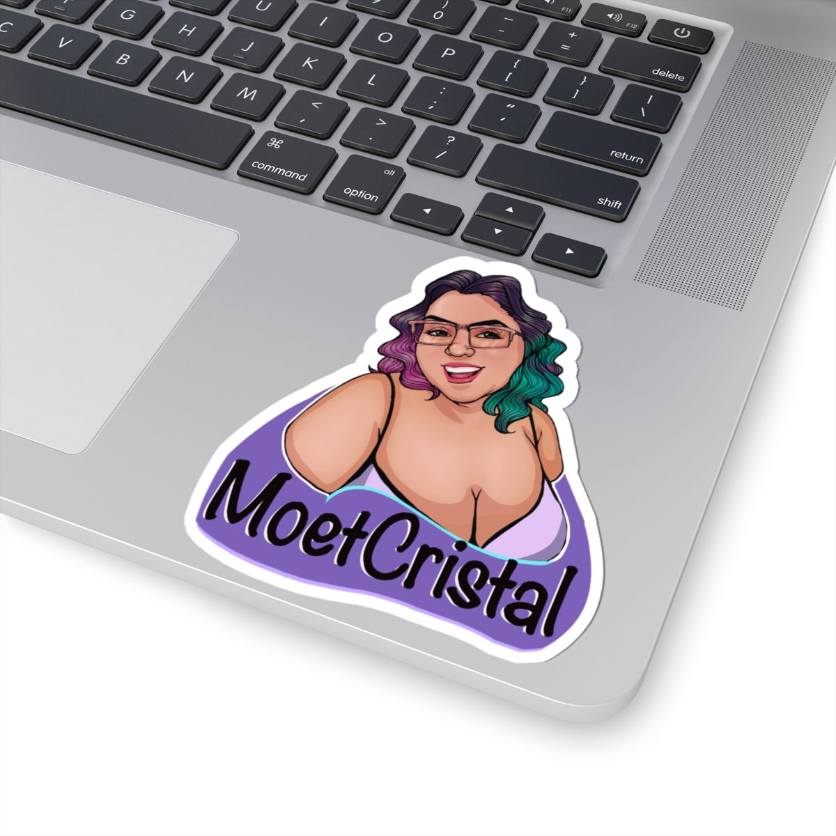 MoetCristal Portrait Kiss-Cut Sticker — Colorful Curvy Girl Laptop Decal