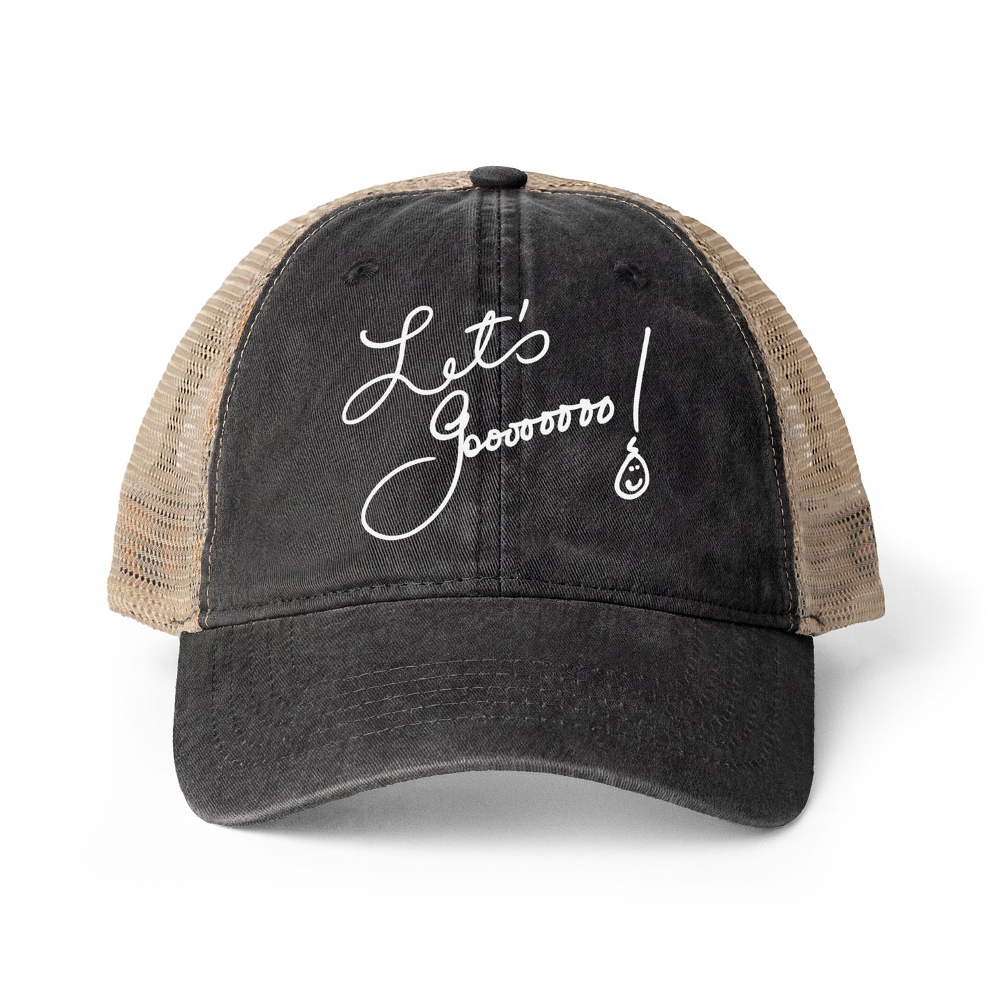Let’s Go!! Women's Washed Print and Embroidered Mesh-Back Cap