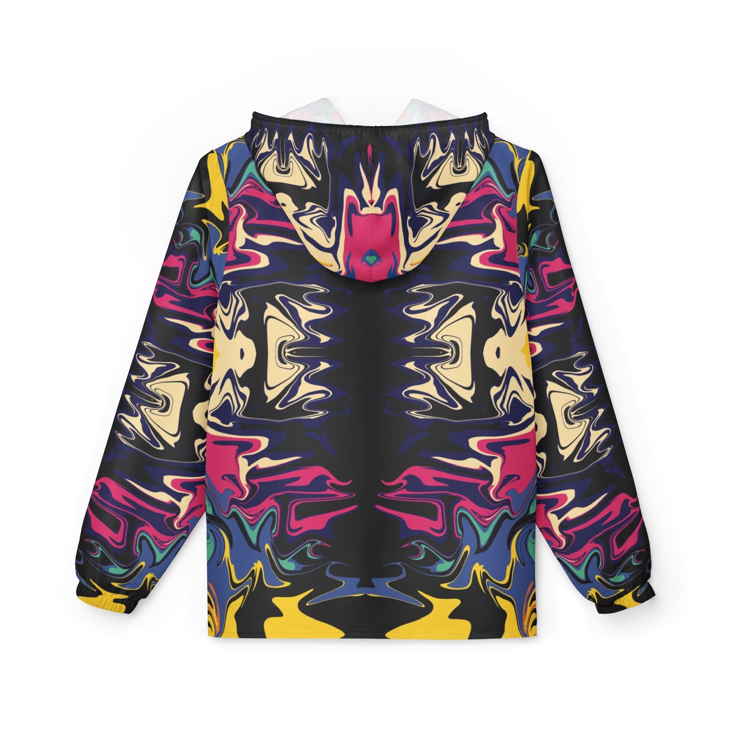 Psychedelic Kaleidoscope Windbreaker Jacket — Bold Abstract Pattern with Black Pockets