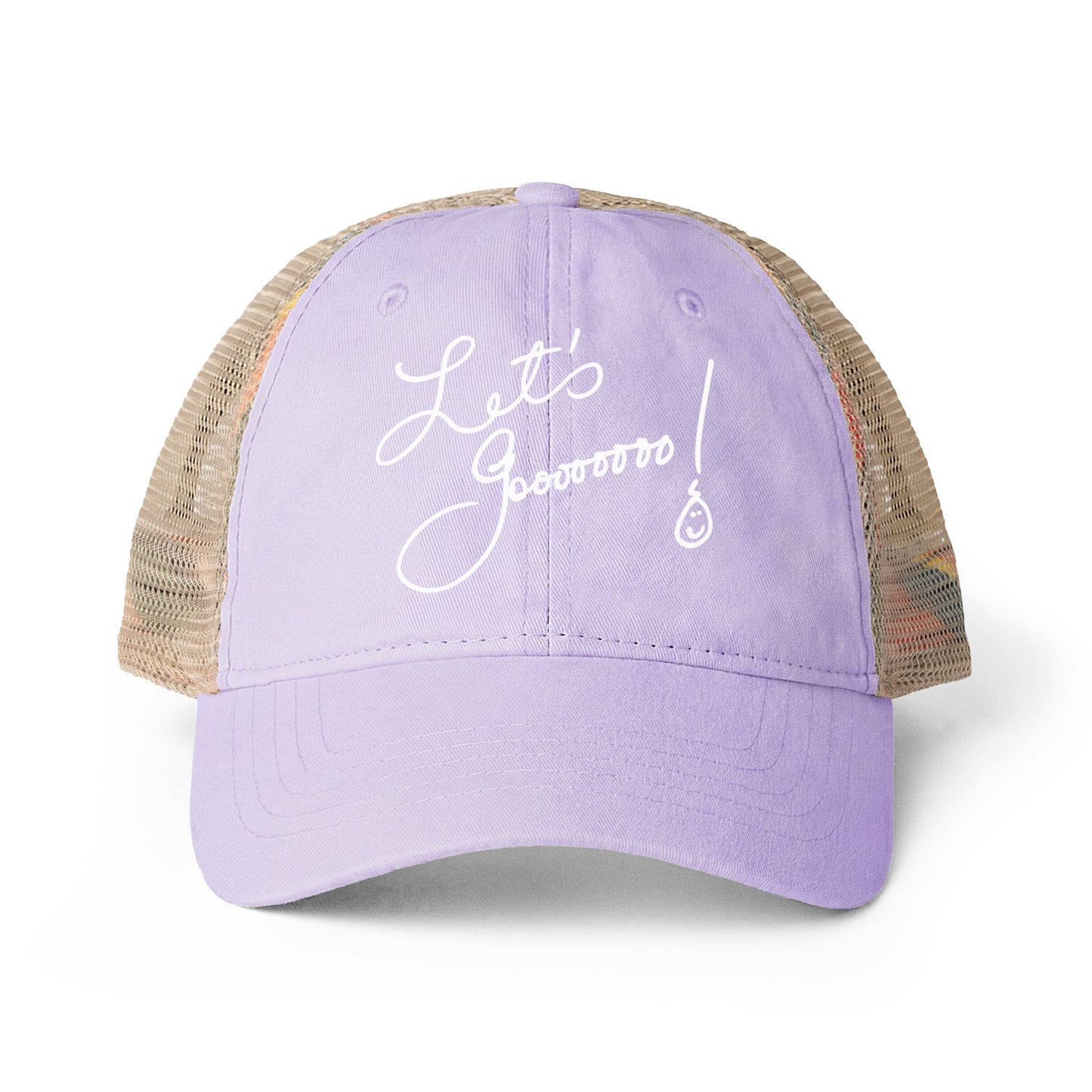 Let’s Go!! Women's Washed Print and Embroidered Mesh-Back Cap