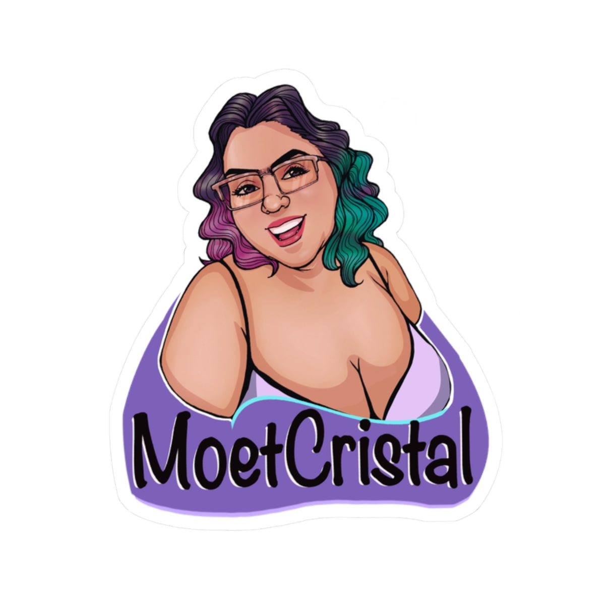 MoetCristal Portrait Kiss-Cut Sticker — Colorful Curvy Girl Laptop Decal