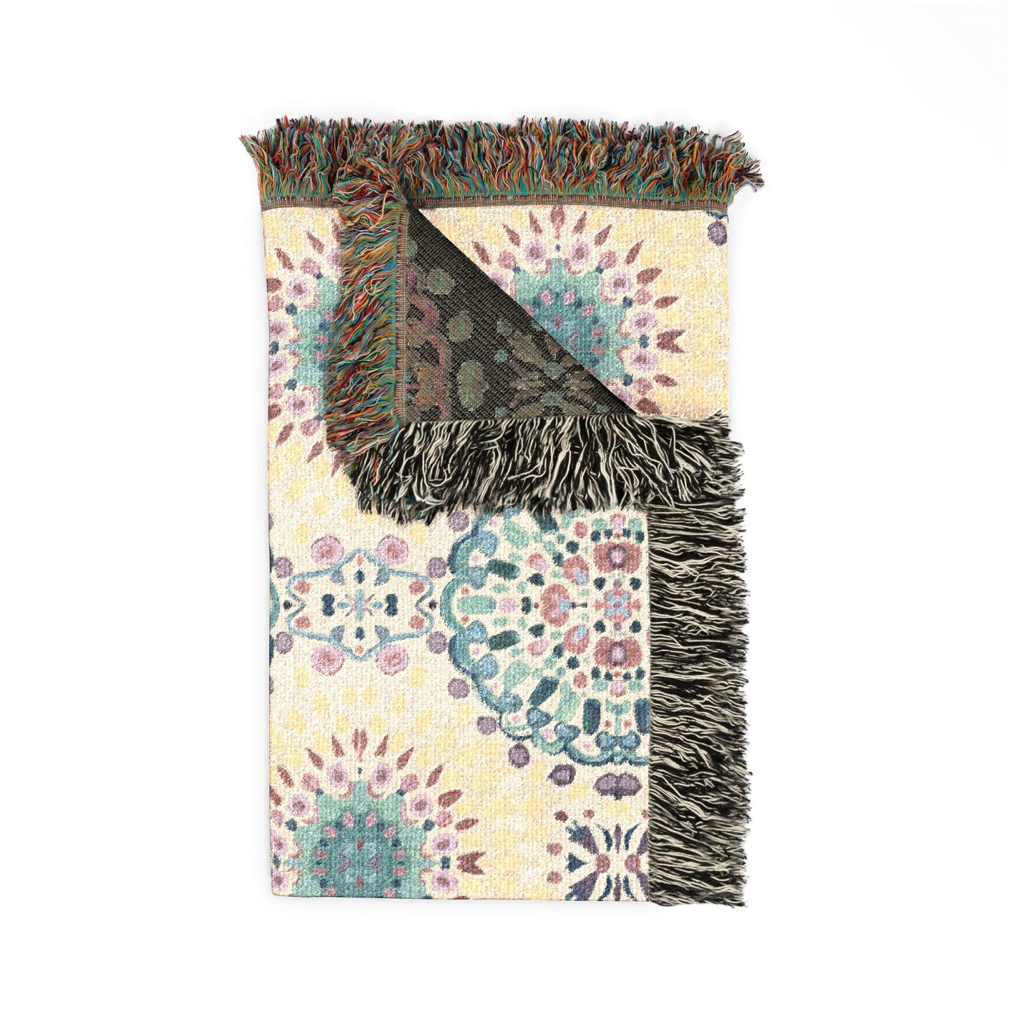 Woven Blanket — Boho Medallion Throw Blanket (Reversible Geo Pattern)