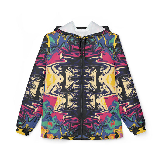 Psychedelic Kaleidoscope Windbreaker Jacket — All-Over Print Bold Abstract Pattern