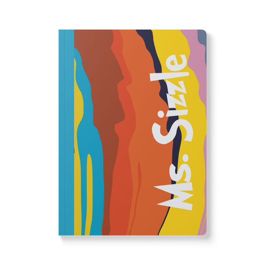 Colorful Abstract Waves Personalized Name Vertical Text Journal