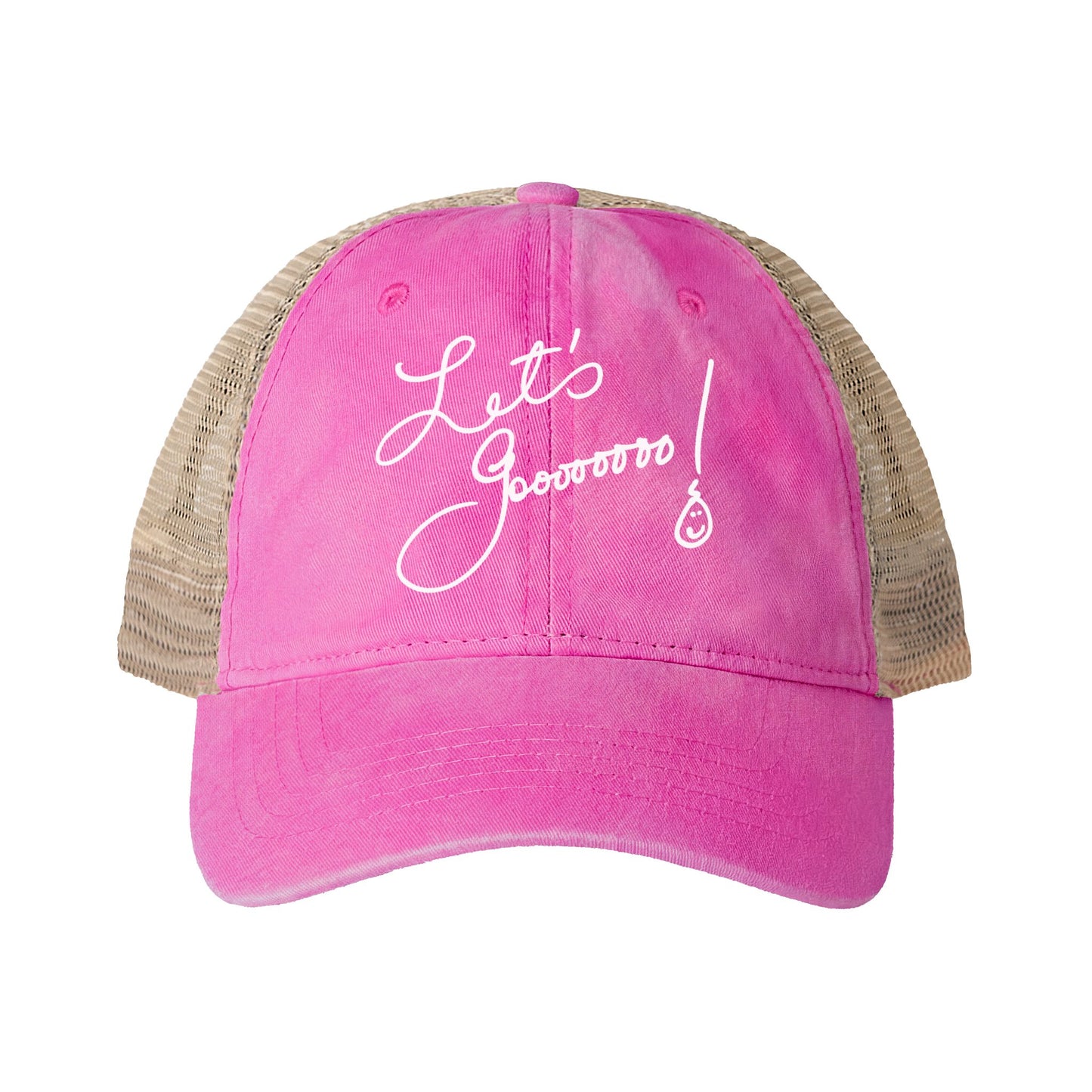 Let’s Go!! Women's Washed Print and Embroidered Mesh-Back Cap