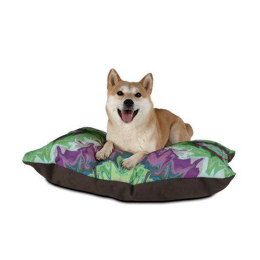 Kaleidoscope Pet Bed — Purple & Green Abstract Pattern