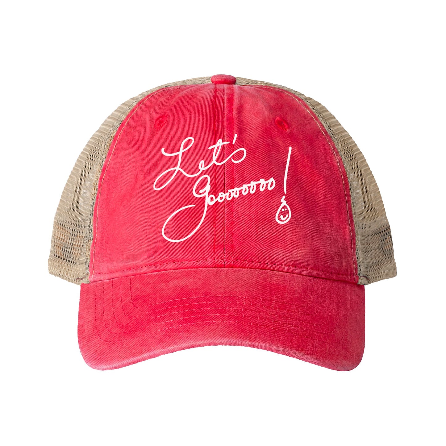 Let’s Go!! Women's Washed Print and Embroidered Mesh-Back Cap