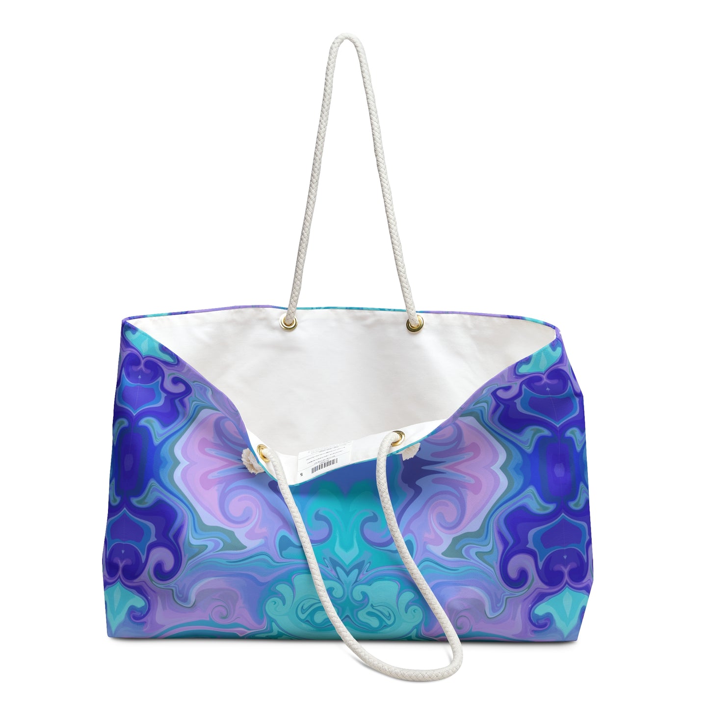 Aqua Kaleidoscope Weekender Bag — Boho Beach Tote for Mothers Day, Travel & Getaways
