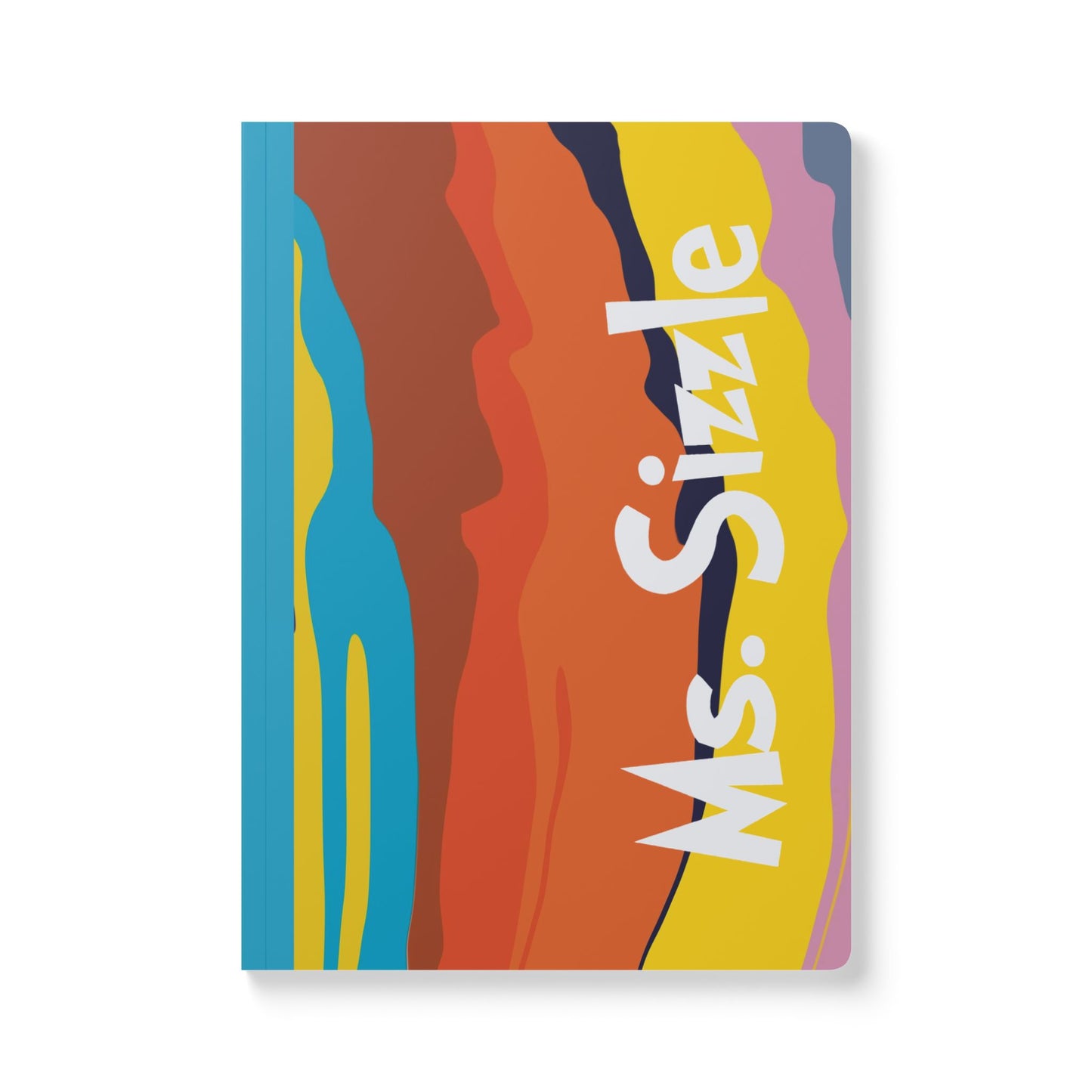Colorful Abstract Waves Personalized Name Vertical Text Journal