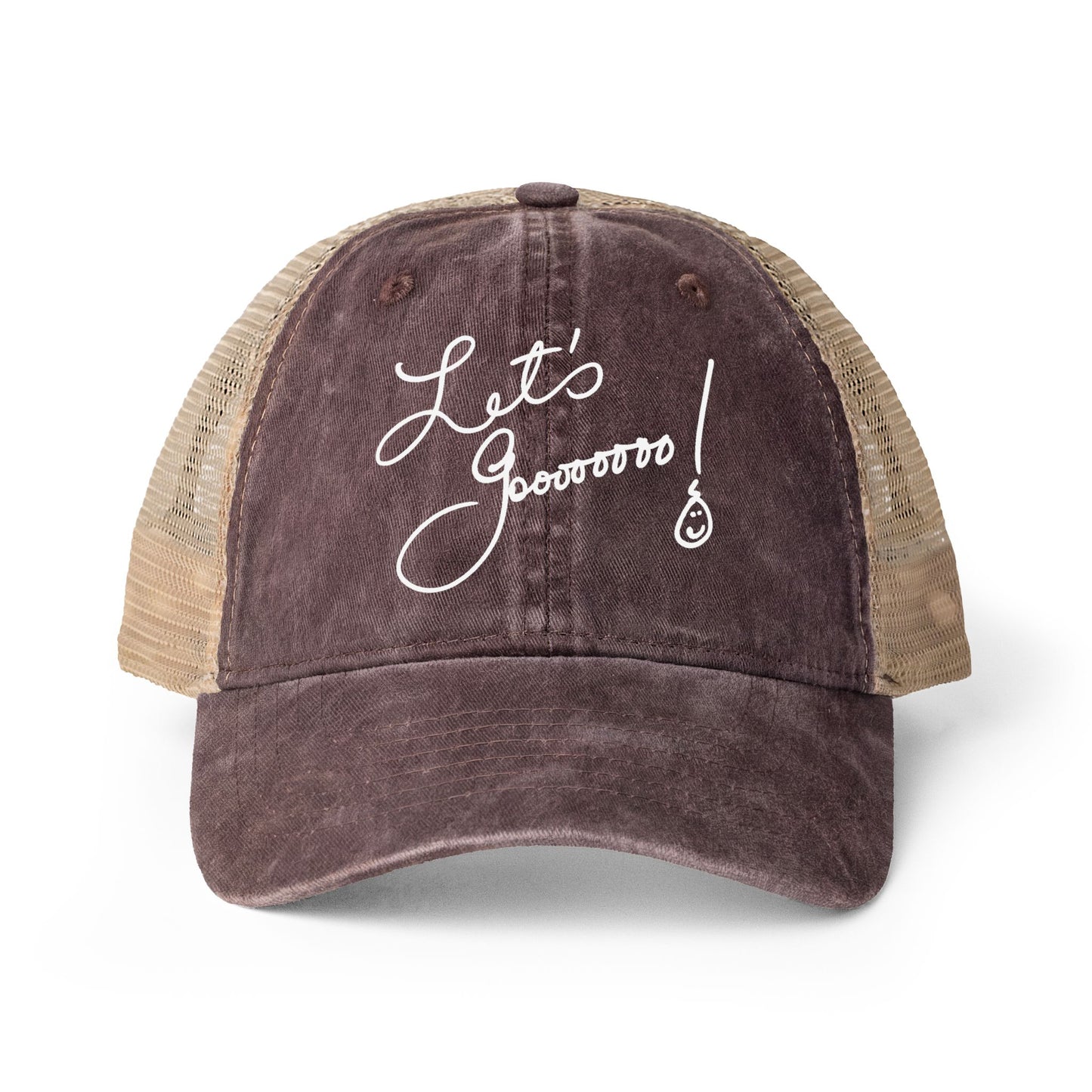 Let’s Go!! Women's Washed Print and Embroidered Mesh-Back Cap
