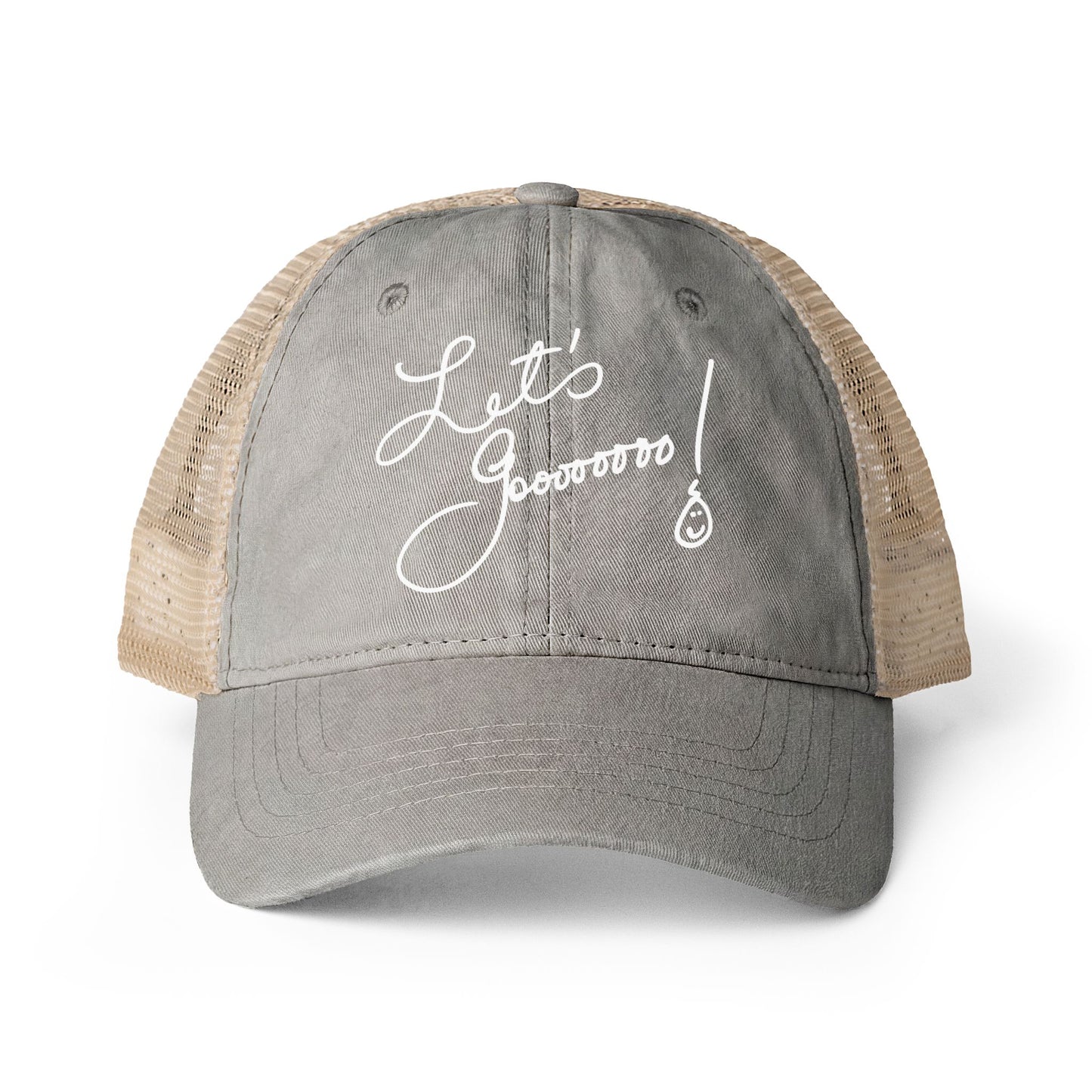Let’s Go!! Women's Washed Print and Embroidered Mesh-Back Cap