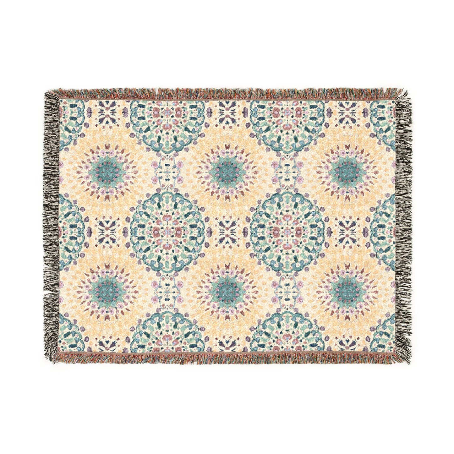 Woven Blanket — Boho Medallion Throw Blanket (Reversible Geo Pattern)