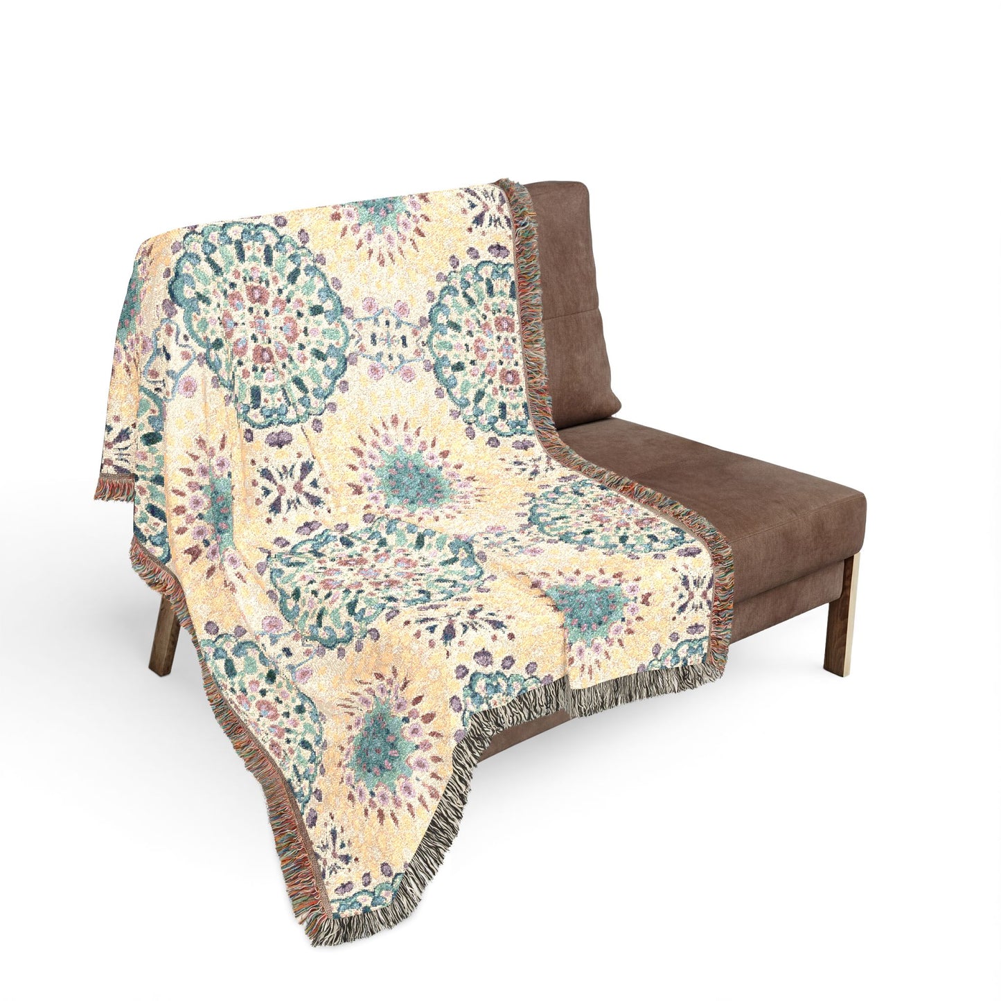 Woven Blanket — Boho Medallion Throw Blanket (Reversible Geo Pattern)
