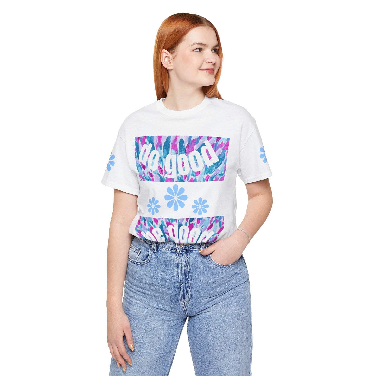 Do Good Be Good Floral Painting Graphic Tee — Positive Message Premium T-Shirt