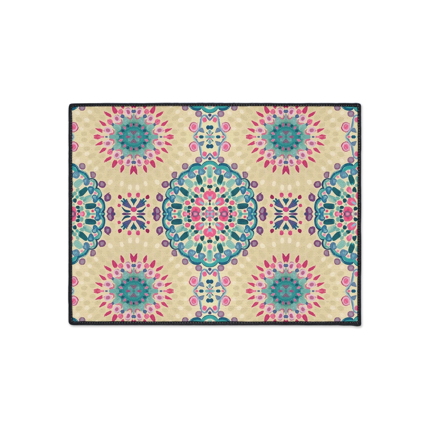 Boho Mandala Heavy-Duty Floor Mat — Indoor Decorative Entry Rug