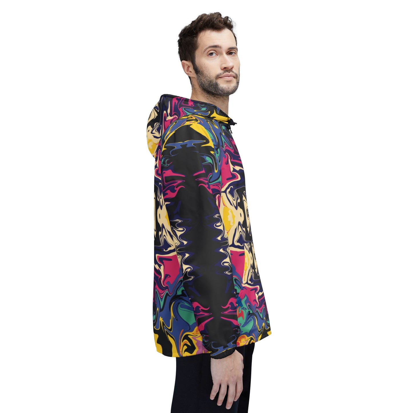 Psychedelic Kaleidoscope Windbreaker Jacket — All-Over Print Bold Abstract Pattern