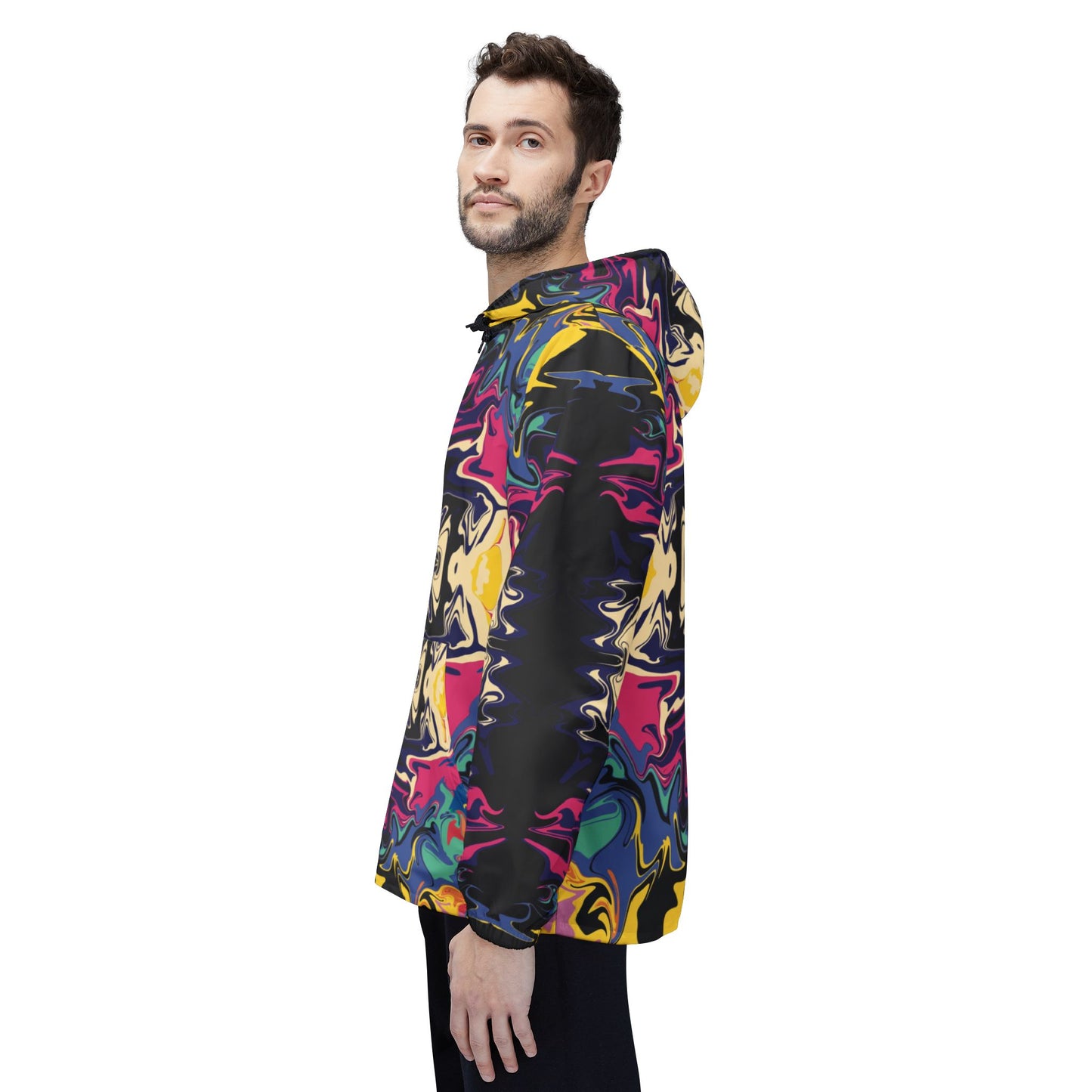 Psychedelic Kaleidoscope Windbreaker Jacket — All-Over Print Bold Abstract Pattern
