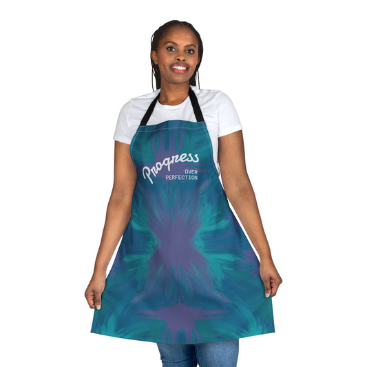 Progress Over Perfection Tie-Dye Styled Motivational Kitchen and Crafting Apron