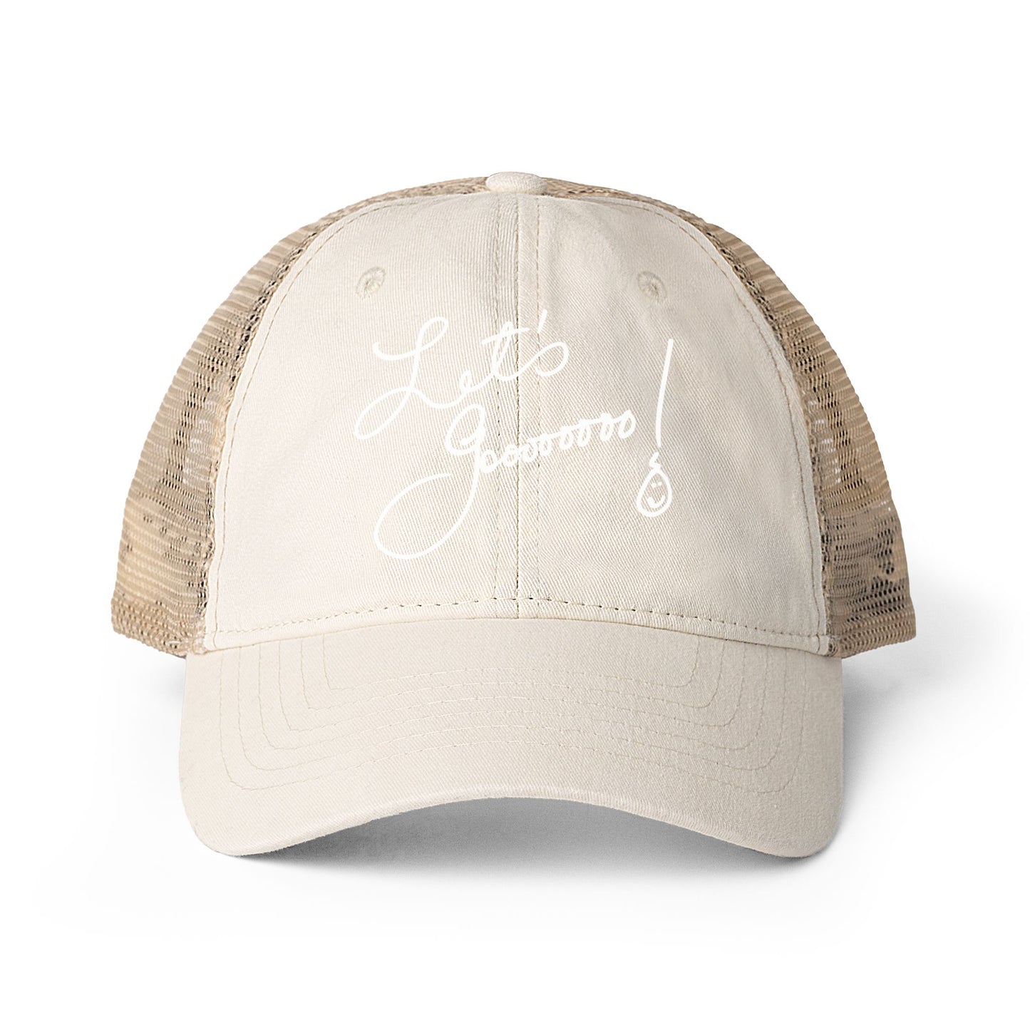 Let’s Go!! Women's Washed Print and Embroidered Mesh-Back Cap