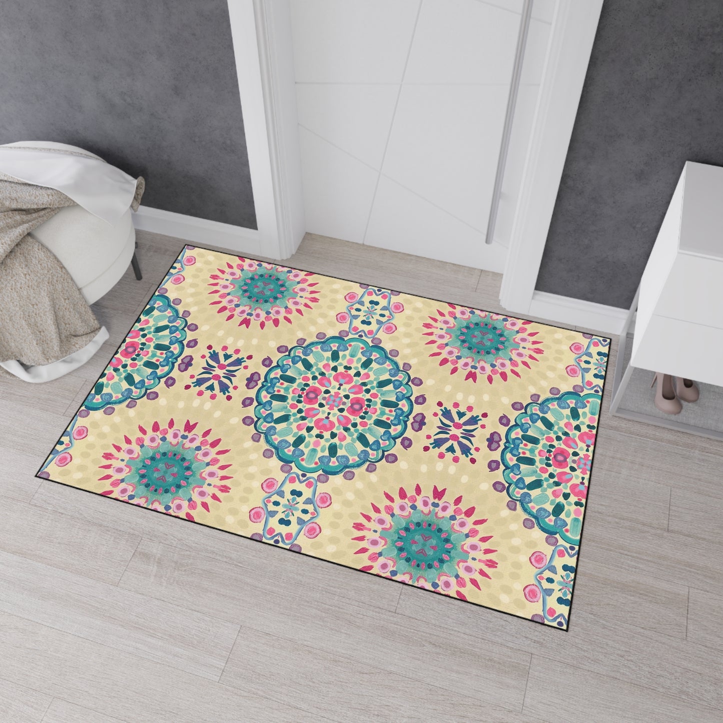 Boho Mandala Heavy-Duty Floor Mat — Indoor Decorative Entry Rug