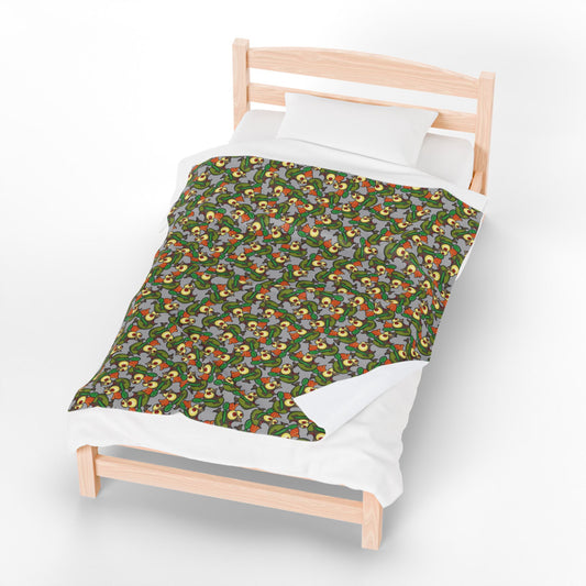 Small Salmon Hoard Approaching - Plush Printed Blanket