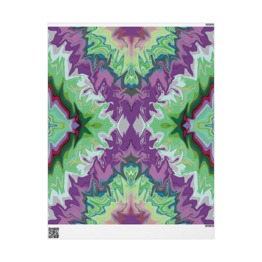 Kaleidoscope Wrapping Paper — Abstract Green & Purple Gift Wrap