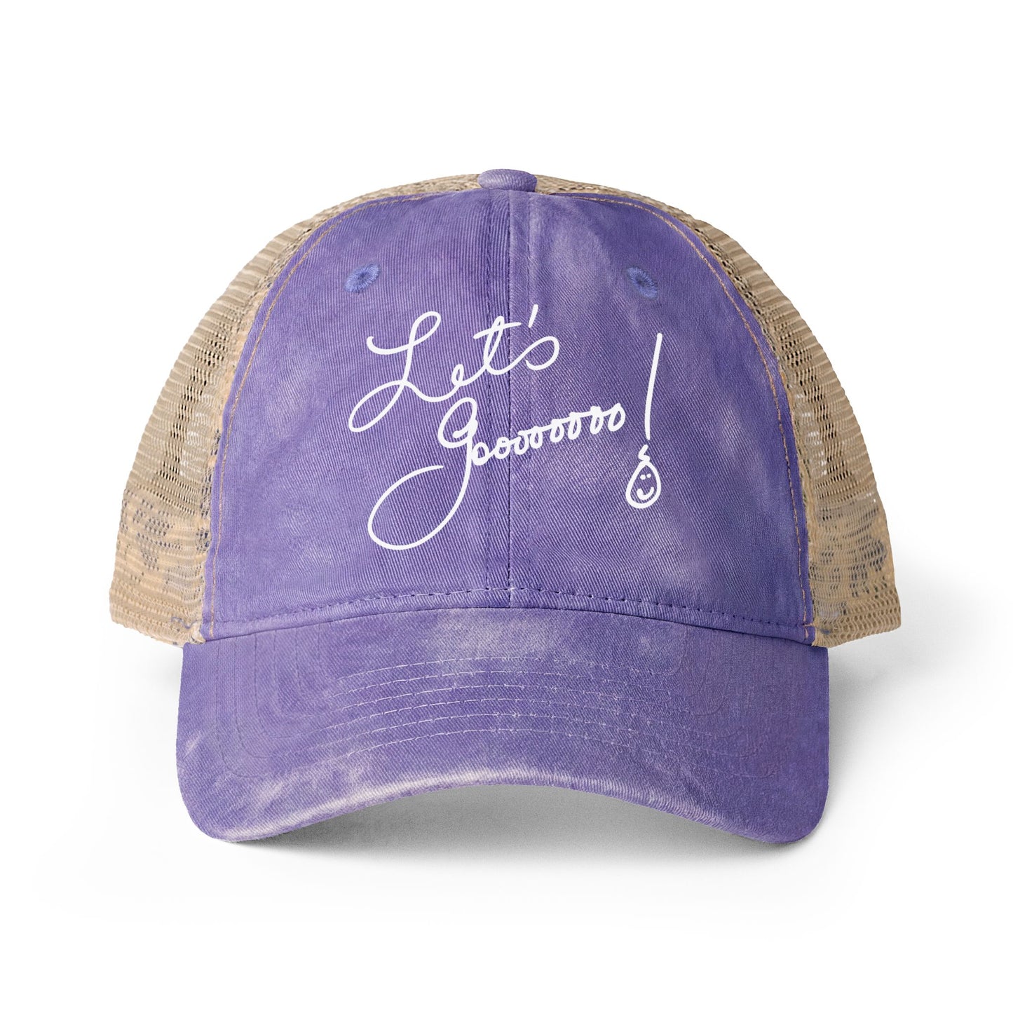 Let’s Go!! Women's Washed Print and Embroidered Mesh-Back Cap