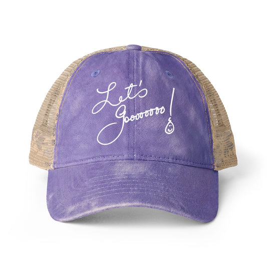 Let’s Go!! Women's Washed Print and Embroidered Mesh-Back Cap
