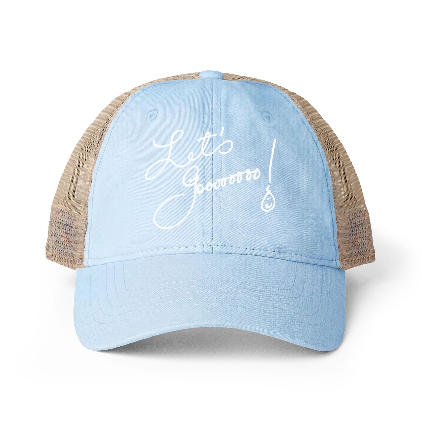 Let’s Go!! Women's Washed Print and Embroidered Mesh-Back Cap