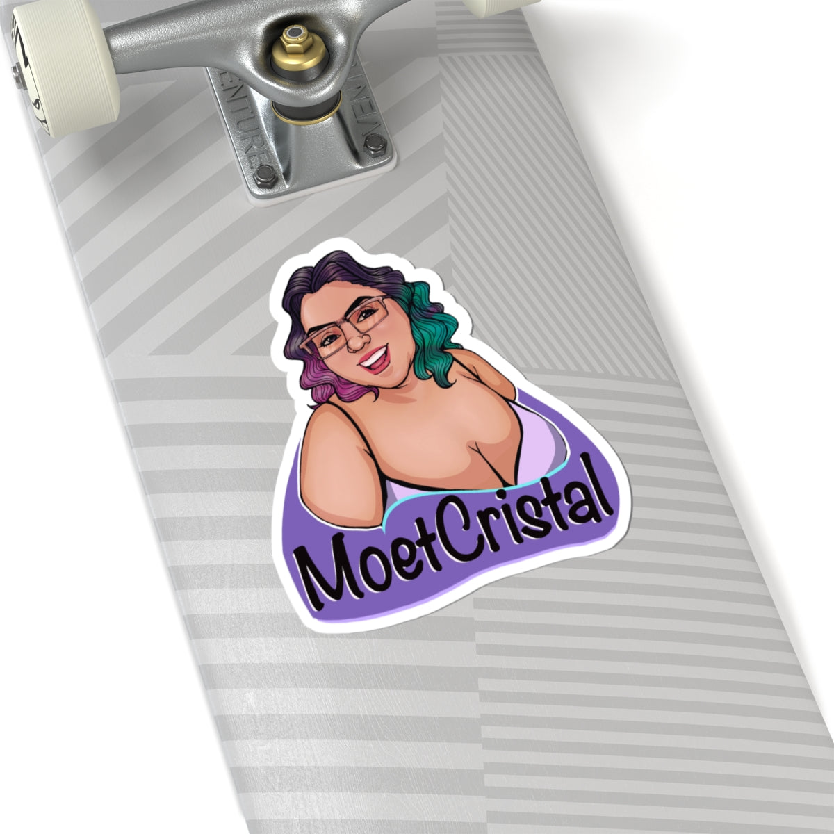 MoetCristal Portrait Kiss-Cut Sticker — Colorful Curvy Girl Laptop Decal