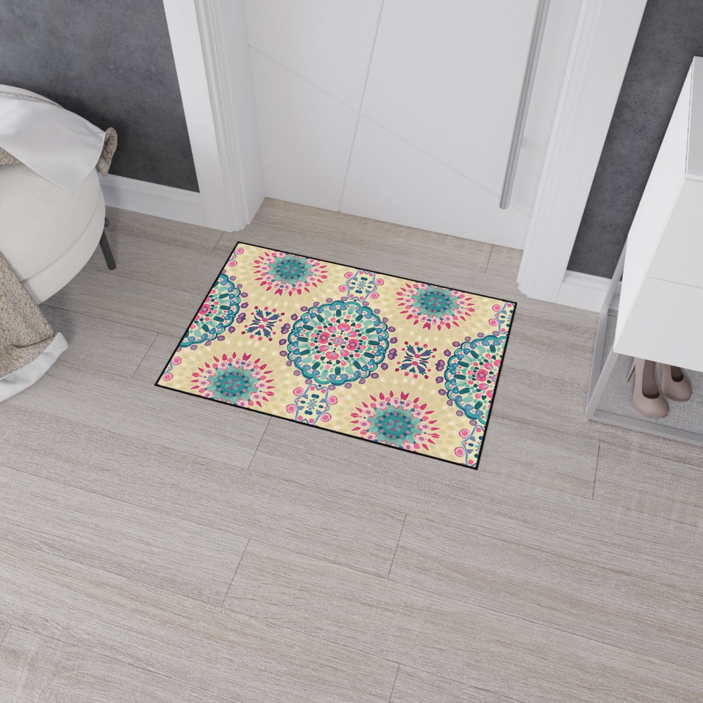 Boho Mandala Heavy-Duty Floor Mat — Indoor Decorative Entry Rug
