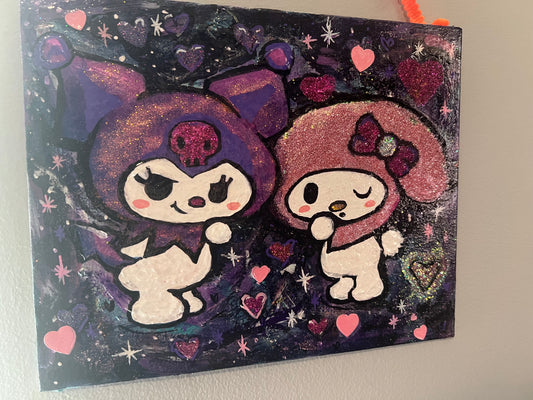 Besties in Space - Kawaii Best Friends Gift - Friendship Galentine’s Painting