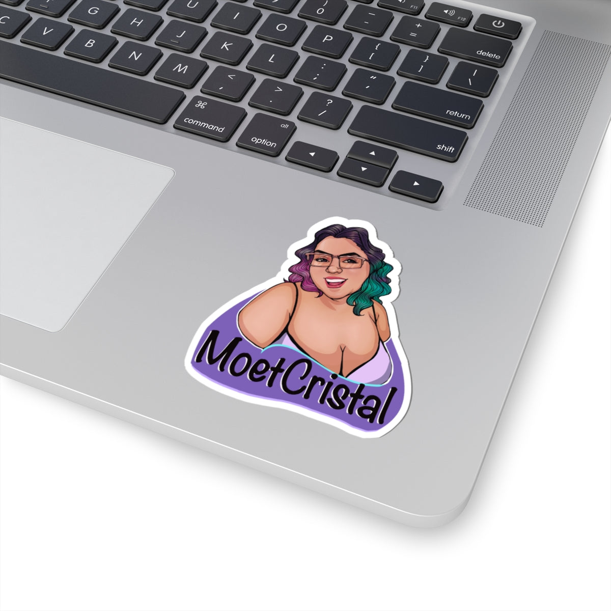 MoetCristal Portrait Kiss-Cut Sticker — Colorful Curvy Girl Laptop Decal