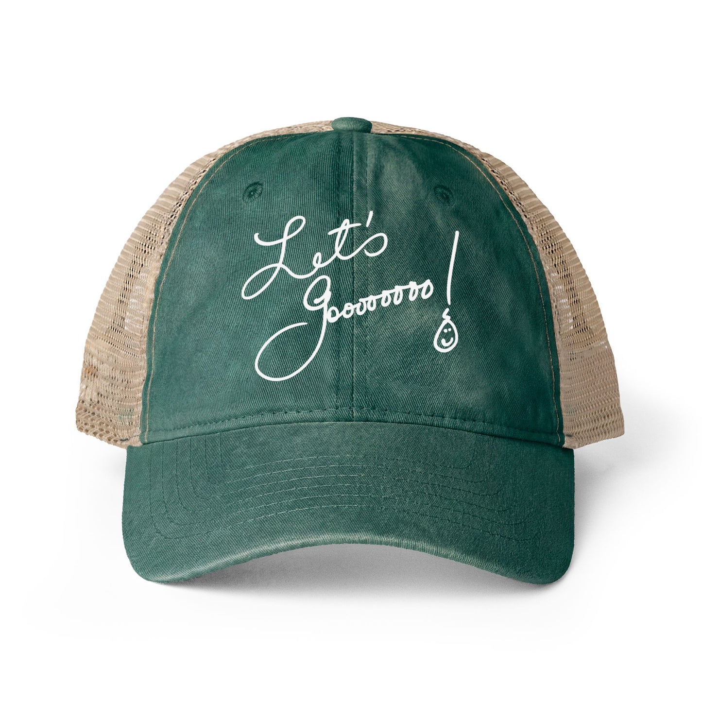 Let’s Go!! Women's Washed Print and Embroidered Mesh-Back Cap